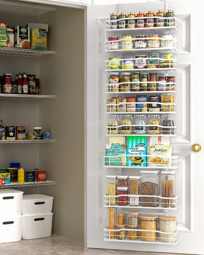 Moforoco 9-Tier Over The Door Pantry Organizer, Pantry Organization and Storage, Black Hanging Basket Wall Spice Rack Seasoning Shelves, Home & Kitchen Bedroom Bathroom House Essentials