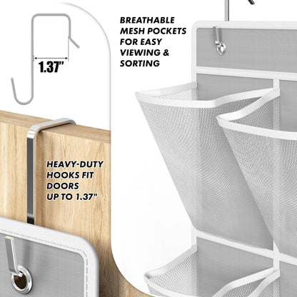 Simple Houseware 24 Pockets - 2PK 12 Large Pockets Over Door Hanging Shoe Organizer, Grey
