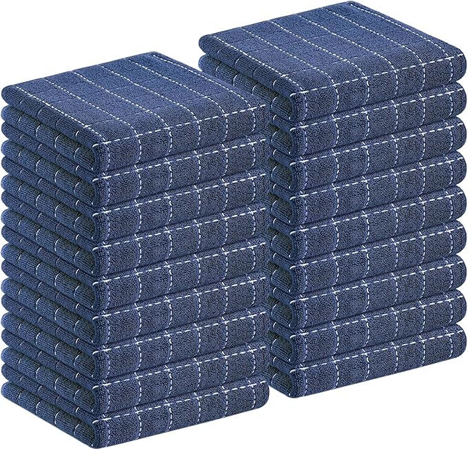 Homaxy 100% Cotton Terry Kitchen Towels, Checkered Designed, Soft and Super