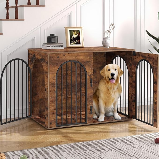 Hzuaneri 44.1" Wooden Dog Crate Furniture, Indoor Dog Kennel Dogs Cage