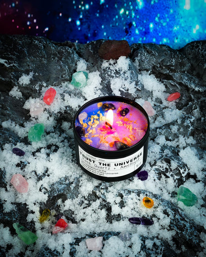 Healing Candles, Manifestation Magical Candles, Energy, Chakras, Law of Attraction, Gifts to Empower Women, Birthday Graduation Gifts, Emotional Support. (Trust THE Universe)