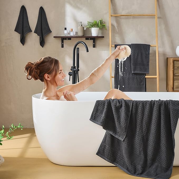 Simple&Opulence 6 Piece Luxury Towel Set, 100% Cotton Bathroom Towels
