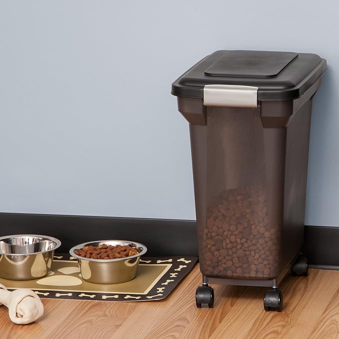 IRIS USA Airtight Dog Food Storage Container, WeatherPro, Removable Wheels