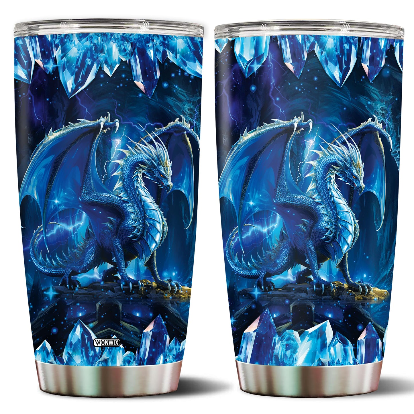 WONWIX Blue Dragon Tumbler Gifts for Women Girls Daughter Coffee Cup 20oz Stainless Steel Insulated with Lid Water Bottle Travel Mug Gift for Dragon Lover Christmas Birthday Mothers Day Valentines