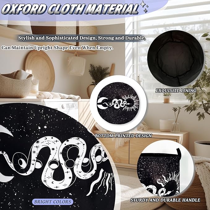 Funny Snakes Laundry Basket Oxford Cloth Sun Starry Sky Moon Laundry Hamper