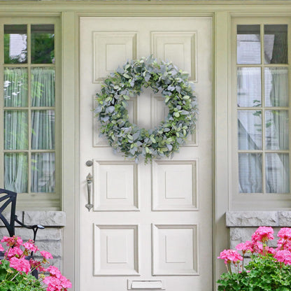 Puleo International 28" Artificial Flocked Lambs Ear Spring Door Wreath