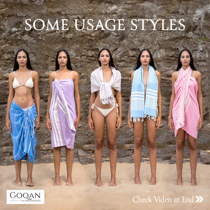 GOQAN Turkish Beach Towel Oversized 39x71 | Thin, Lightweight, 100% Cotton and Sand Free Towel is Suitable for Beach, Bathroom, Pool, Travel, Swim, Gift | Odor Free Thx to Quick Dry Property - Pink