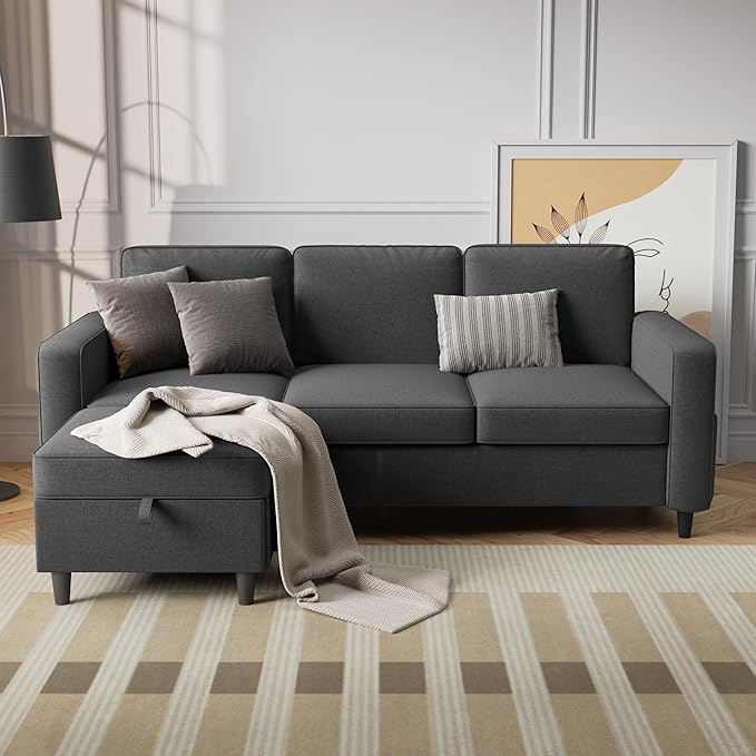 Sectional Sofa Couches for Living Room, Comfy Fabric Convertible Sectionals