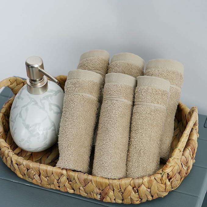 Tens Towels Pack of 24 Washcloths, 12 x 12 Inches, Lighter Weight, Quick to Dry