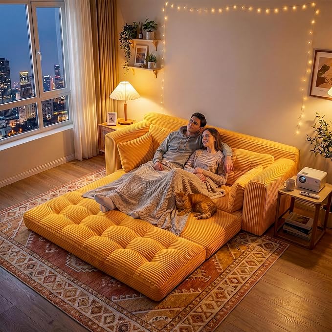 Homkdom 3 Seater Convertible Folding Sofa Bed, Pull Out Sleeper Sofa