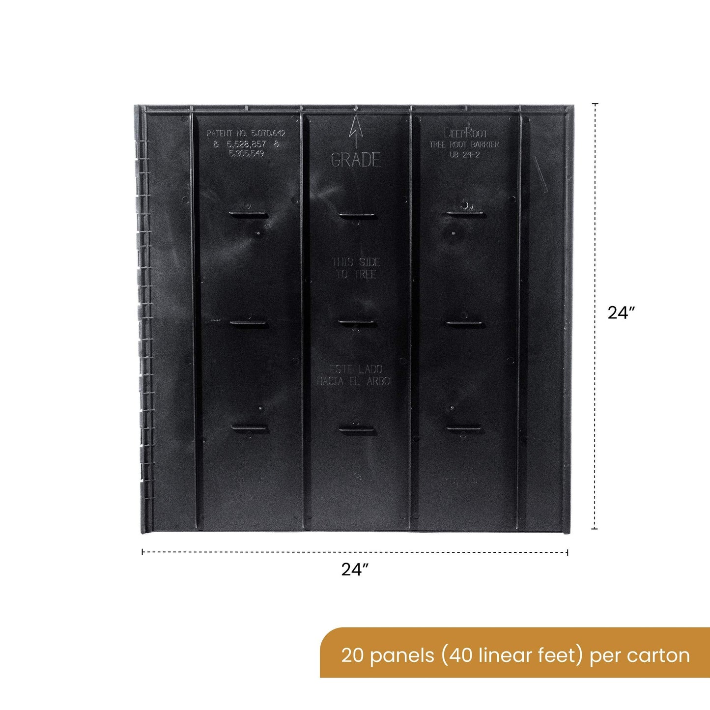 DeepRoot Tree Root Barrier, Tree Circle Weed Barrier, Root Shield for Sidewalks, Driveways, & Patios, 12" Depth, 24" Width, 40 Panels per Pack, 80 Linear Feet Total, Black