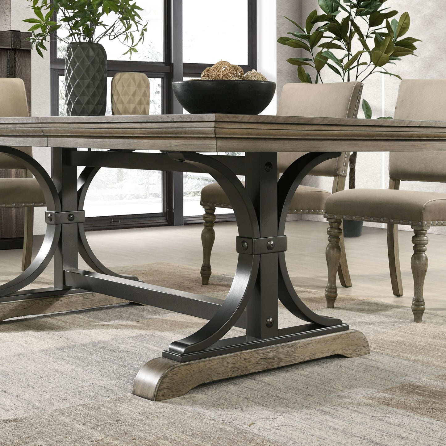 Roundhill Furniture Birmingham Dining Set, One Size, Driftwood Finish