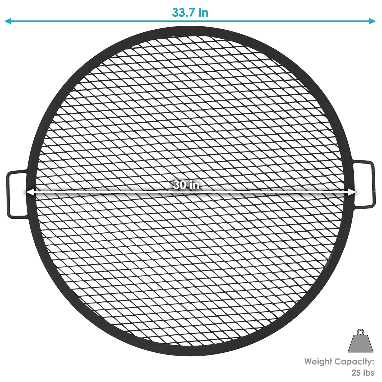 Sunnydaze X-Marks Outdoor Fire Pit Grill Grate for Cooking - Round Fire Pit Grate - Steel Campfire BBQ Grill with Handles - 30-Inch