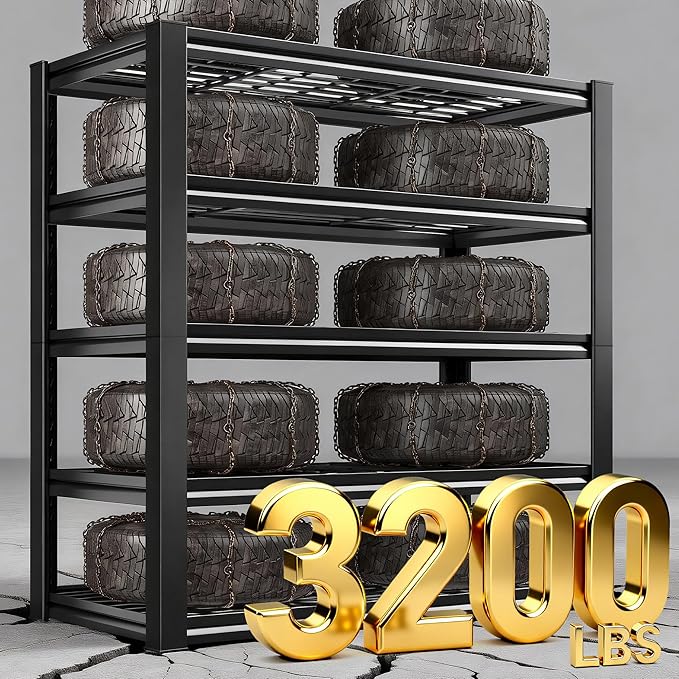 REIBII Garage Shelving 3200LBS, 5-Tier Storage Shelves, Adjustable Industrial Metal Shelving Unit for Garage, Basement, Pantry, Warehouse,Commercial, 36" W x 16" D x 72" H, 3 Pack