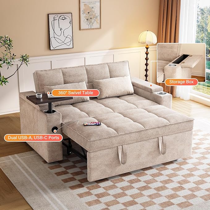 65'' 3-in-1 Convertible Sofa Bed