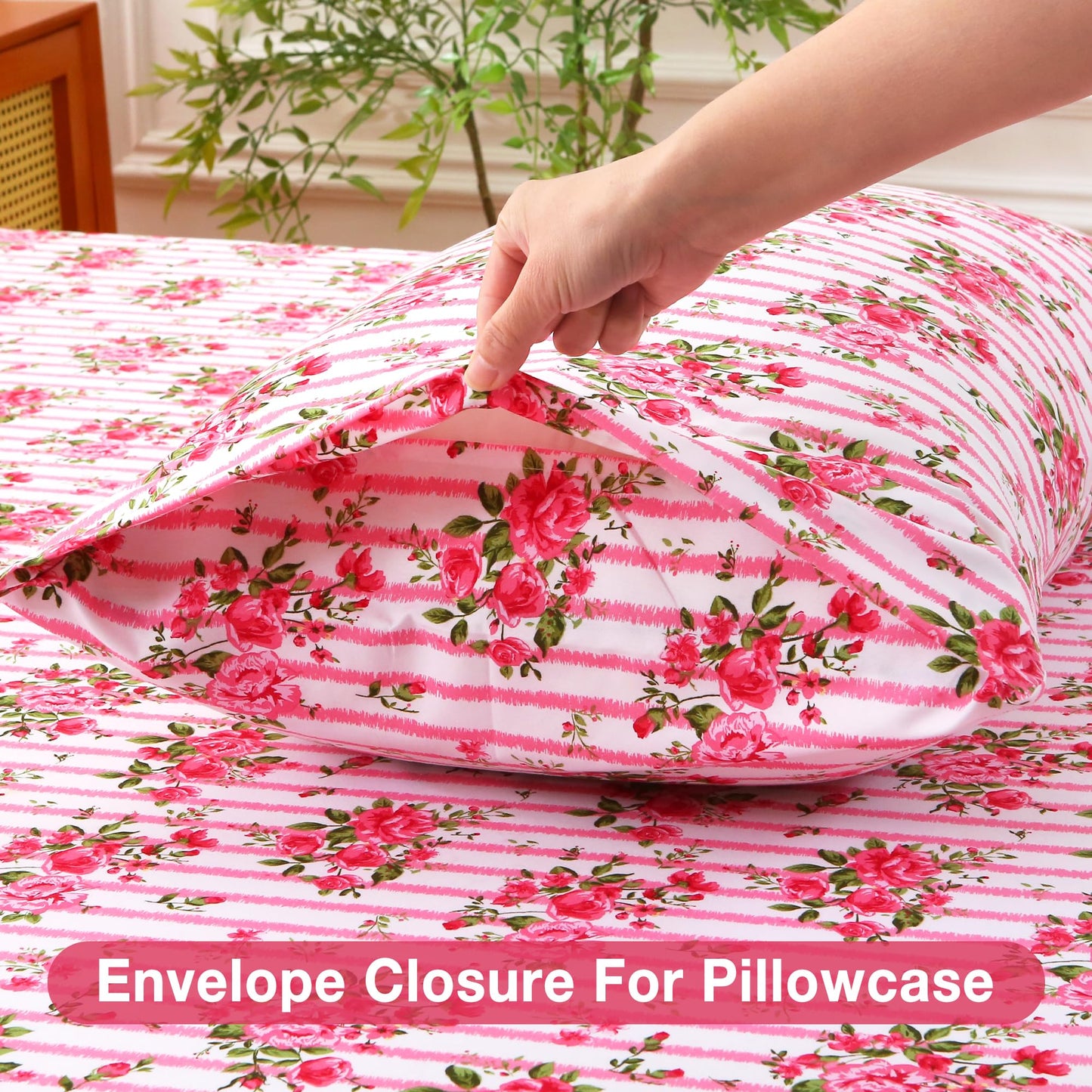 Viviland Full Bed Sheet Set - 4 Piece Double Brushed Microfiber Bedding - Deep Pocket Up to 15", Ultra Soft, Breathable & Wrinkle Resistant Skin-Friendly Cooling Sheets for Adult - Heritage Rose(F)