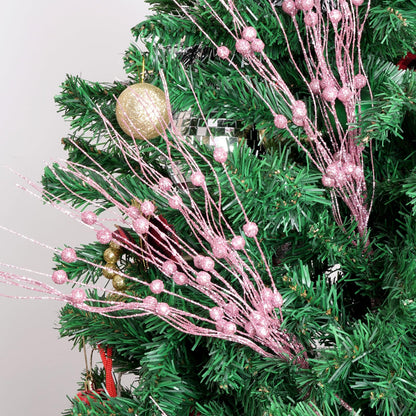 Jmkcoz 12 Pack Christmas Glitter Curly Spray Picks Berry Stems Wispy Willow Christmas Berry Picks Sprays Glittered Twigs for Christmas Tree Topper Wreath Garland Decoration Floral Arrangement (Pink)
