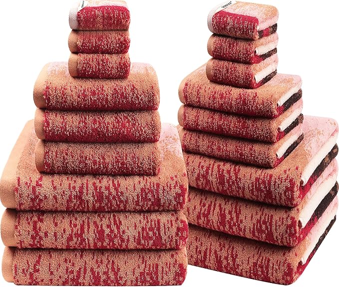 SEMAXE 18-Pack Bath Towel Set Include 6 Bath Towels, 6 Hand Towels, 6 Wash