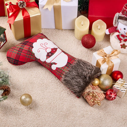 Mostop 4 Pack Christmas Stockings, Large Buffalo Plaid Faux Fur Xmas Stockings Santa Snowman Reindeer Pattern Stockings for Xmas Family Home Decoration