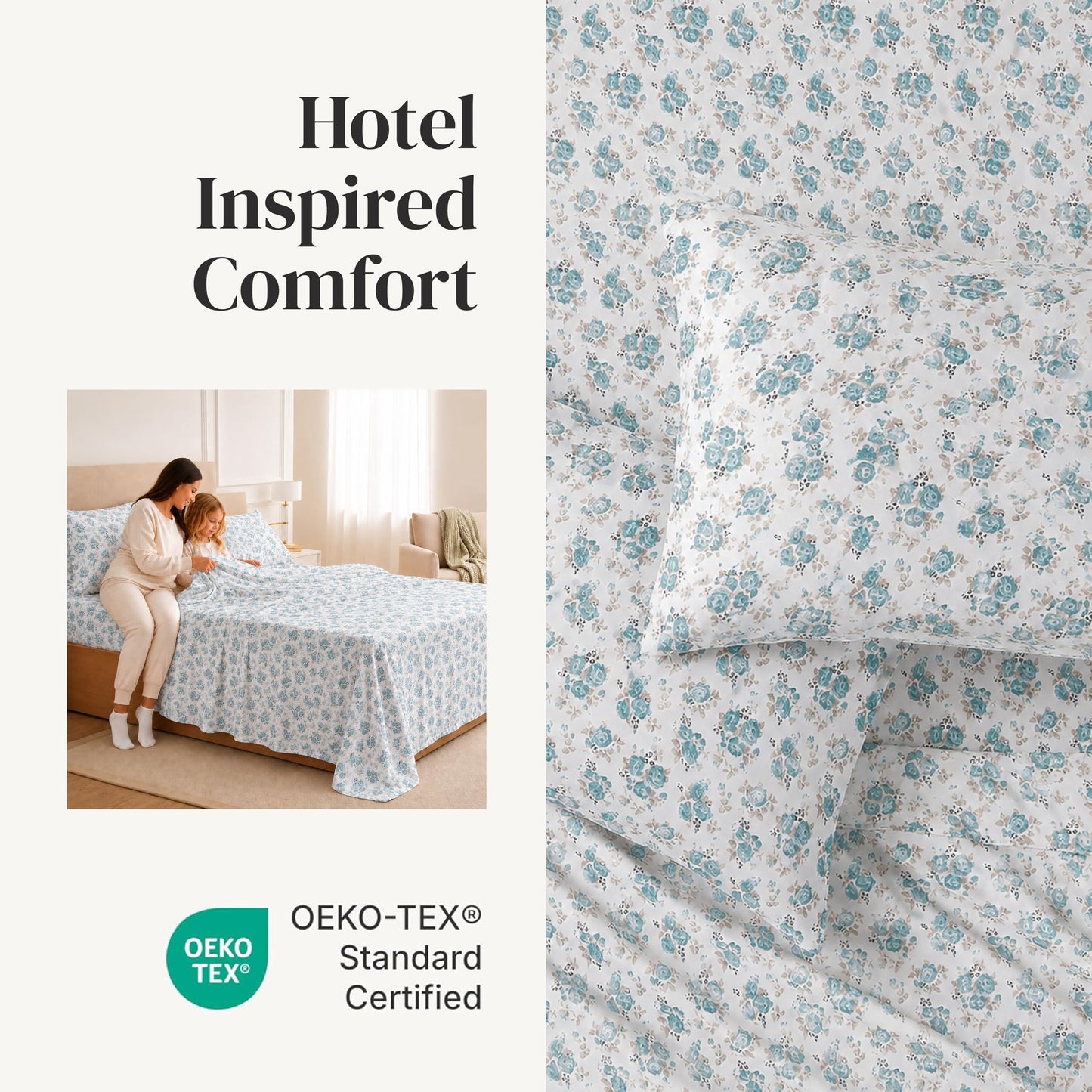 Modern Threads Printed 3-Piece Extra Soft Bedding Sheets & Pillowcase Set, Deep Pocket up to 16 inch Mattress Forever Roses Twin