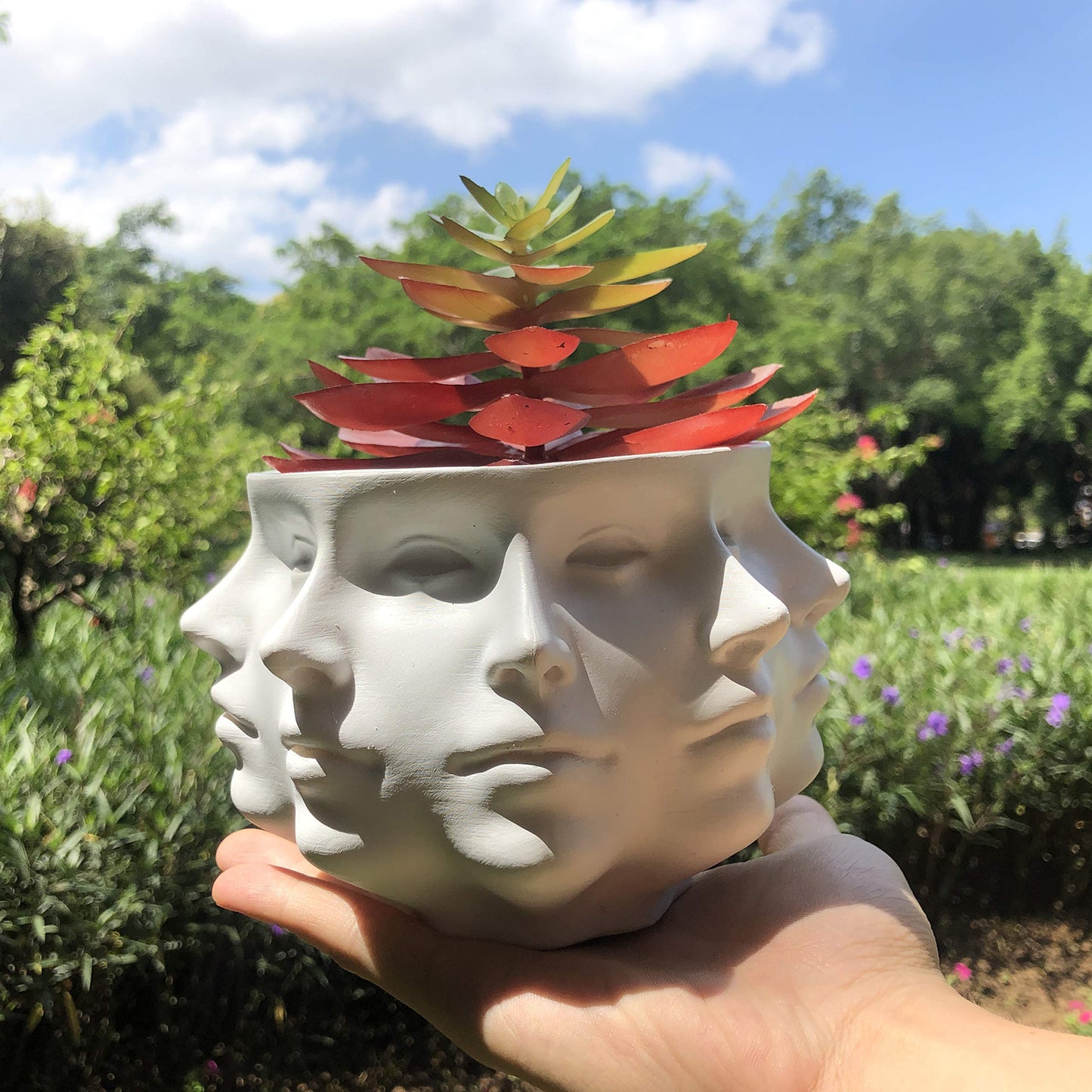 LuckyVin Multi-Face Succulent Planter Vase - Small Face Plant Head Home Decoration - Indoor Cactus Pot