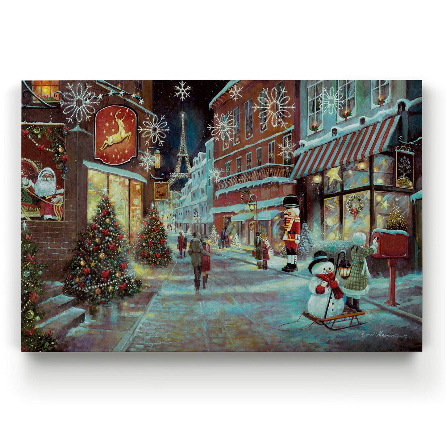 Renditions Gallery Abstract Christmas Art Prints for Home Decor Snowy Paris Christmas Wall Artwork Hanging Prints for Bedroom Dining Living Room Office Home Kitchen Wall Decor - 32"X48" LT18