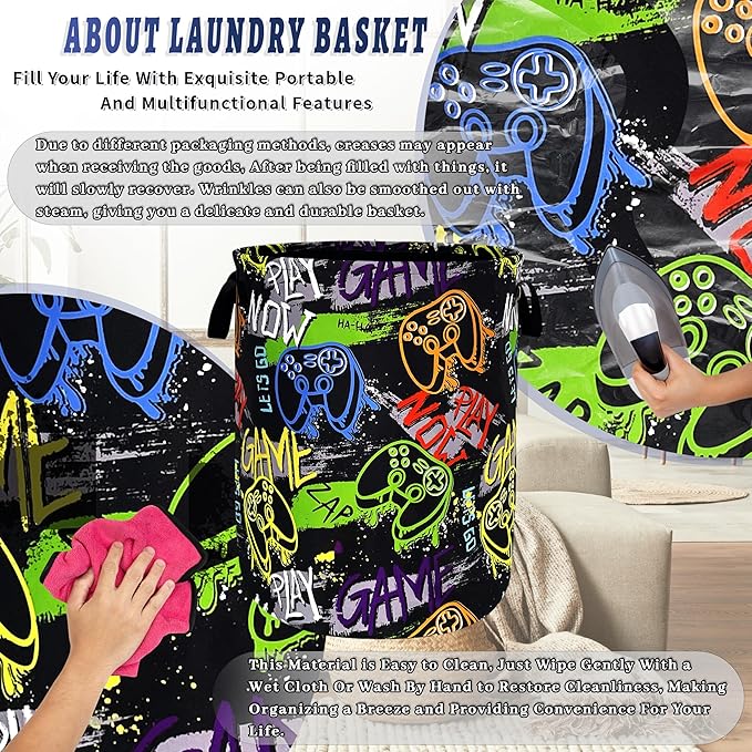Funny Game Machine Laundry Basket Oxford Cloth Colorful Game Laundry Hamper