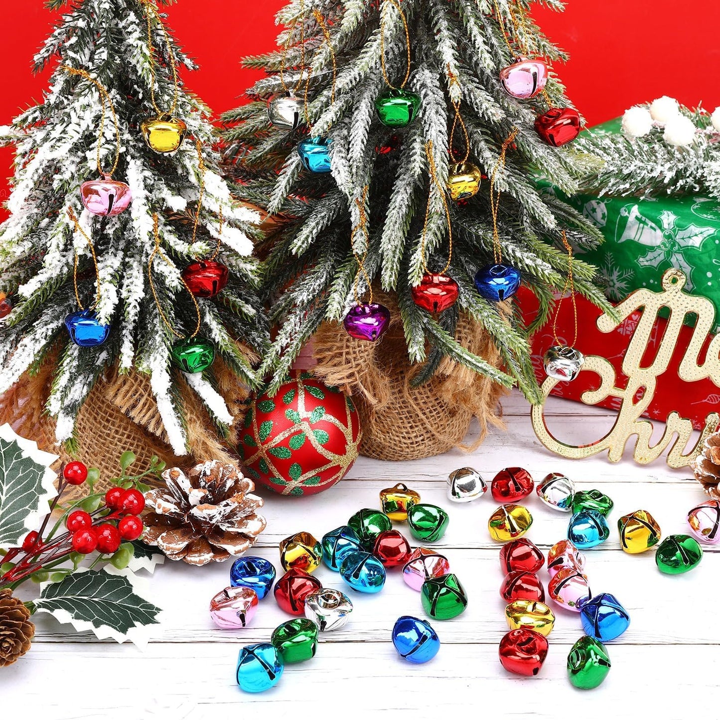 Augshy 4/5 Inch Jingle Bells for Crafts,120 Pcs Small Christmas Tiny Bell