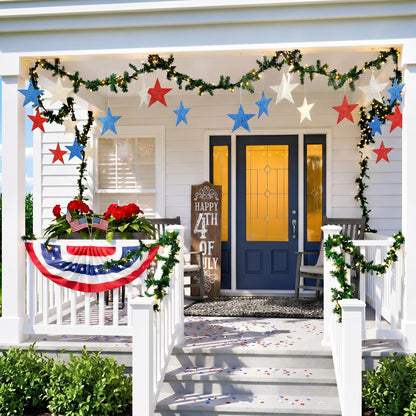 Gejoy 80 Pieces Red White Blue Glitter Stars Cutouts Patriotic 6 Inch Paper Star Decorations for 4th of July Independence Day Bulletin Board Classroom Decorations, Memorial Veterans Day Party Supplies