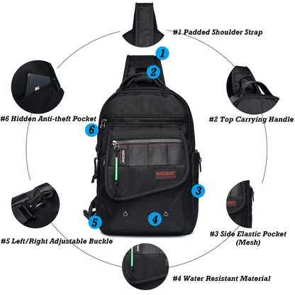 Sling Bags, Chest Shoulder Backpacks Crossbody Purse Outdoor Chest Bag Travel Backpack for Men Women Hiking Camping Cycling