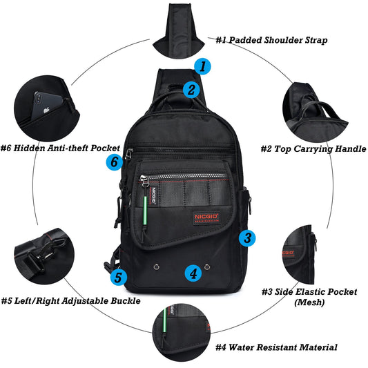 Sling Bags, Chest Shoulder Backpacks Crossbody Purse Outdoor Chest Bag Travel Backpack for Men Women Hiking Camping Cycling