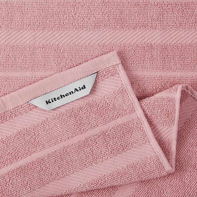 KitchenAid Albany Kitchen Towel 4-Pack Set, Dried Rose/White