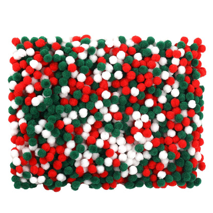 Caydo 1200 Pieces 1cm Christmas Pom Poms, Small Pompom Balls for Kids Creative Arts & Crafts Projects Making and DIY Decorations( Red, Green, White)