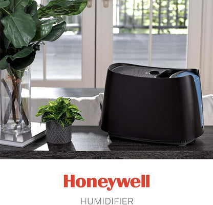 Honeywell Cool Moisture Humidifier For Bedroom, Medium Rooms, 1.1 Gallon, Invisible Moisture Humidifier for Baby, Kids, Quiet, Easy to Clean, UV Technology, Black, HCM350B