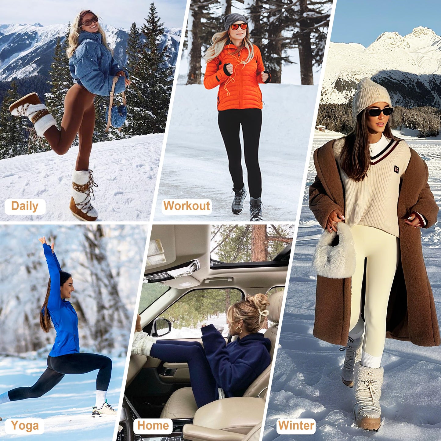 Hi Clasmix Fleece Lined Leggings Women - Seamless Thermal Winter High Waisted Tummy Control Thick Warm Yoga Pants