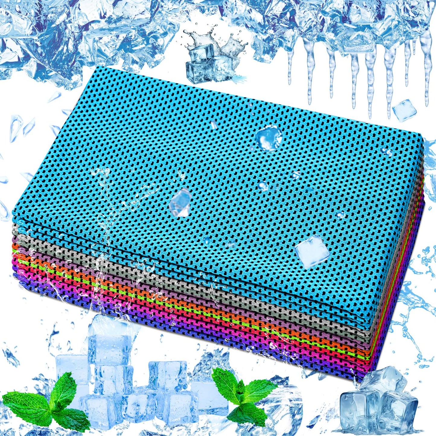 SYIGICE 12 Pack Cooling Towels, 32 x 12 Inch Microfiber Ice Towels, Soft and Breathable Neck and Face Cooling Towels, Sweat Wicking Towels for Yoga, Running, Gym, Workout, Outdoor Exercise, 10 Colors