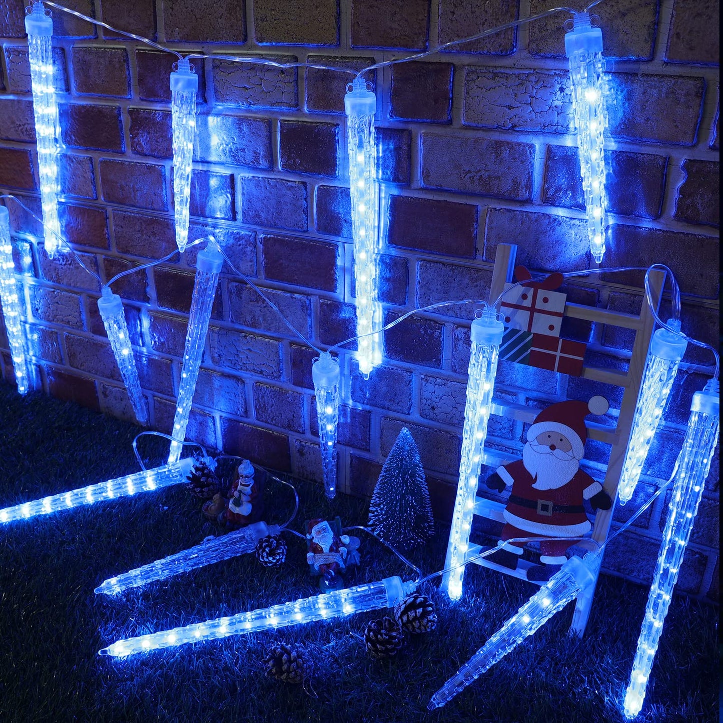 Joomer Icicle Christmas Lights Outdoor, 13FT 20 Icicles 400 LED Meteor Shower Icicle Lights Timer Waterproof Connectable Christmas Light for Outside Home Xmas Decoration - Blue