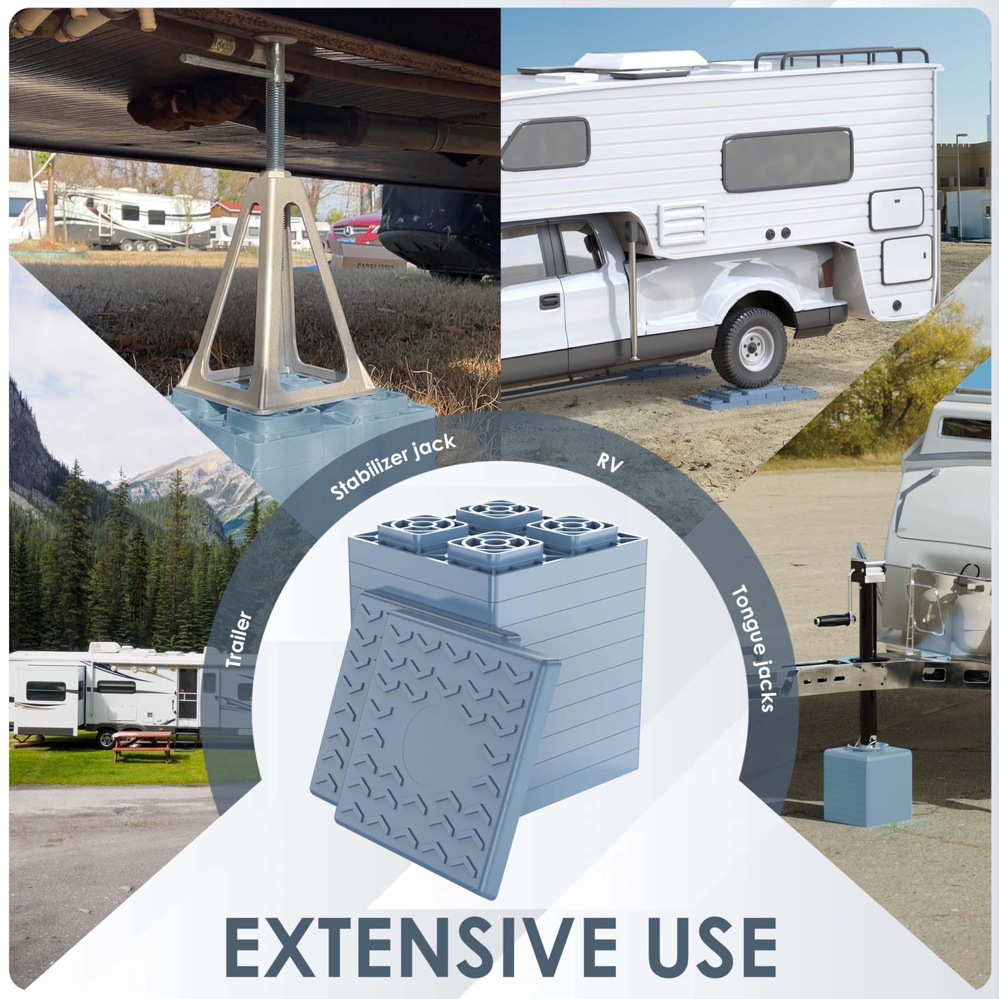 CircleRoad Heavy Duty RV Leveling Blocks 12 Pack, Interlocking Design Camper Leveling Blocks with Packing Bag, Ideal for Leveling Single and Dual Wheels (Gray)