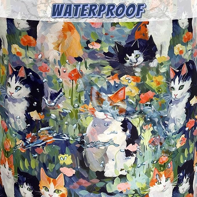Watercolor Cats Laundry Hamper Foldable Oxford Cloth Cute Animal Cat Laundry