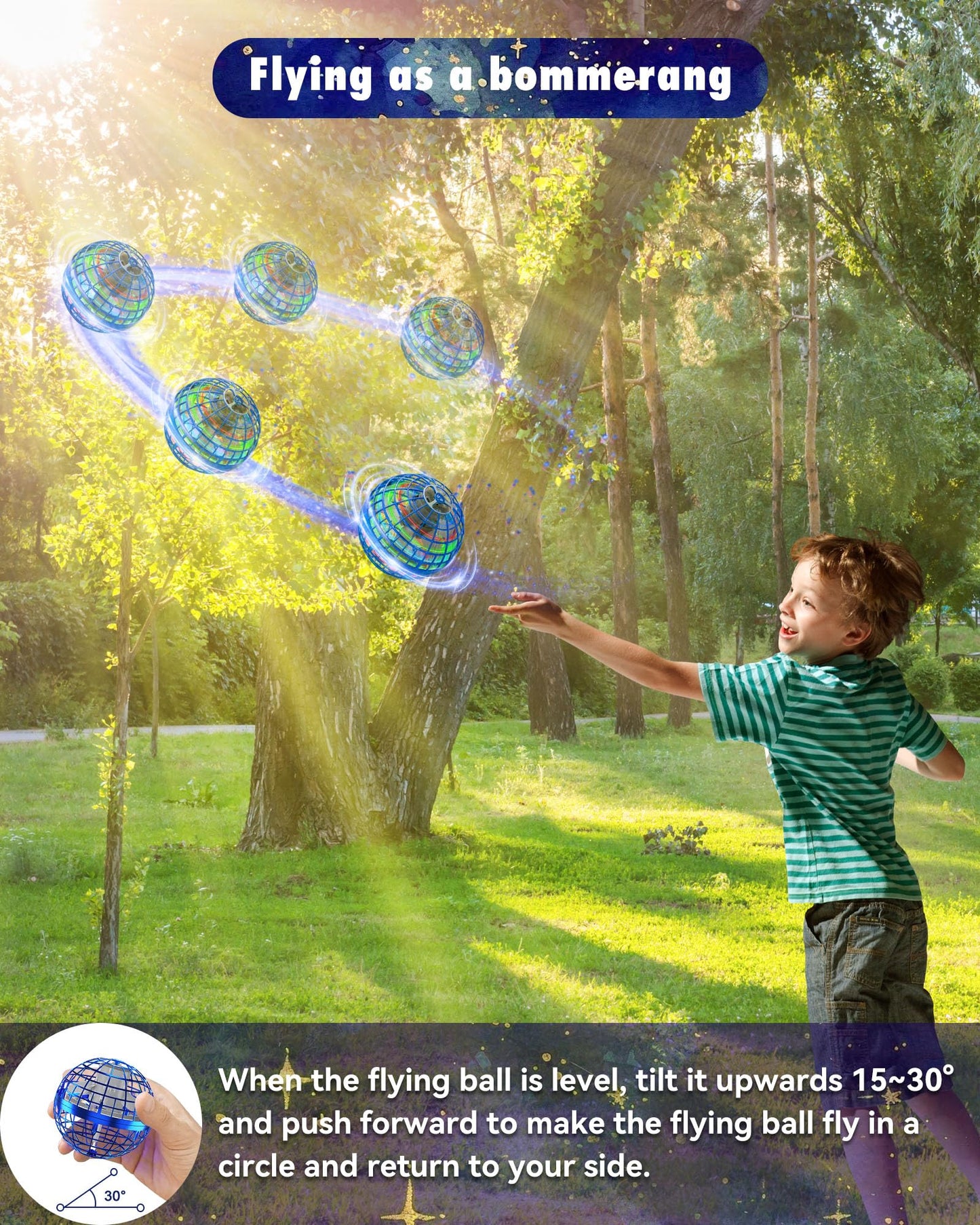 owlrun 2024 Modified Flying Orb Ball Toys for Boys Cosmic Globe Floating Ball Soaring Boomerang Hover Ball Mini Drone Flying Spinner Cool Kids Toys Birthday Gifts for Boys Girls 6 7 8 9 10+