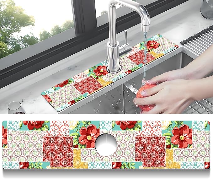 Kitchen Sink Splash Guard Faucet Mat Super Absorbent Fast Drying Mat Sink