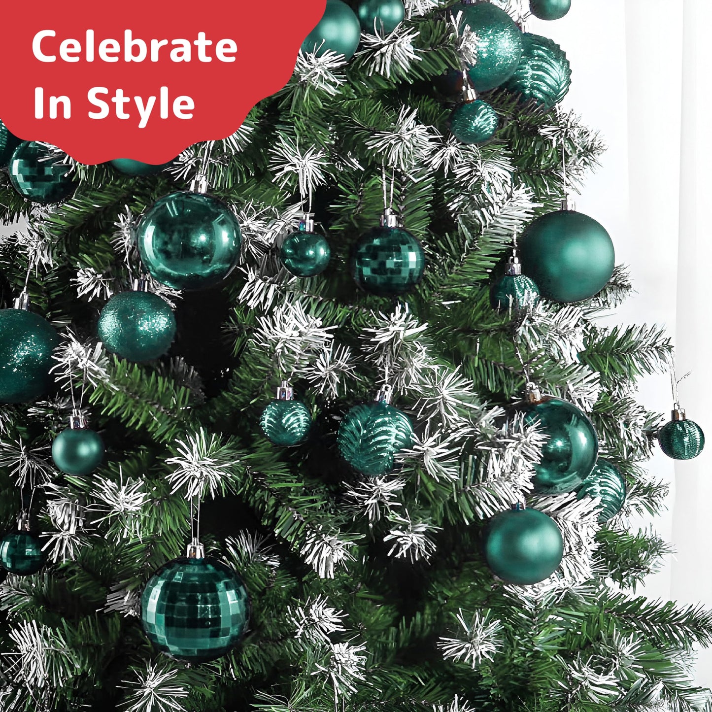 Prextex 36-Pieces Christmas Ornaments Set - Shatterproof, Festive Olive Green Christmas Tree Balls Decorations in 3 Sizes and 6 Styles with Hanging Loops for Tree, Wreath, Dazzling Holiday Party Decor