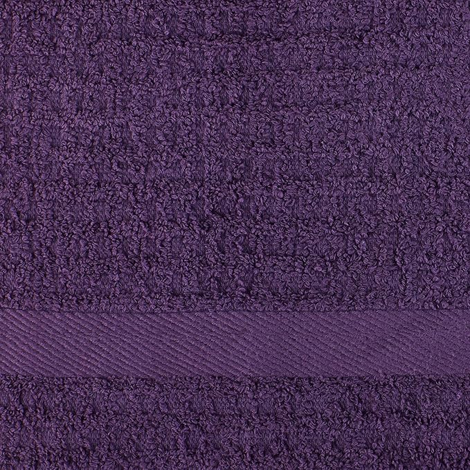 DII Basic Terry Collection Waffle Dishtowel Set, Solid Eggplant, 4 Piece