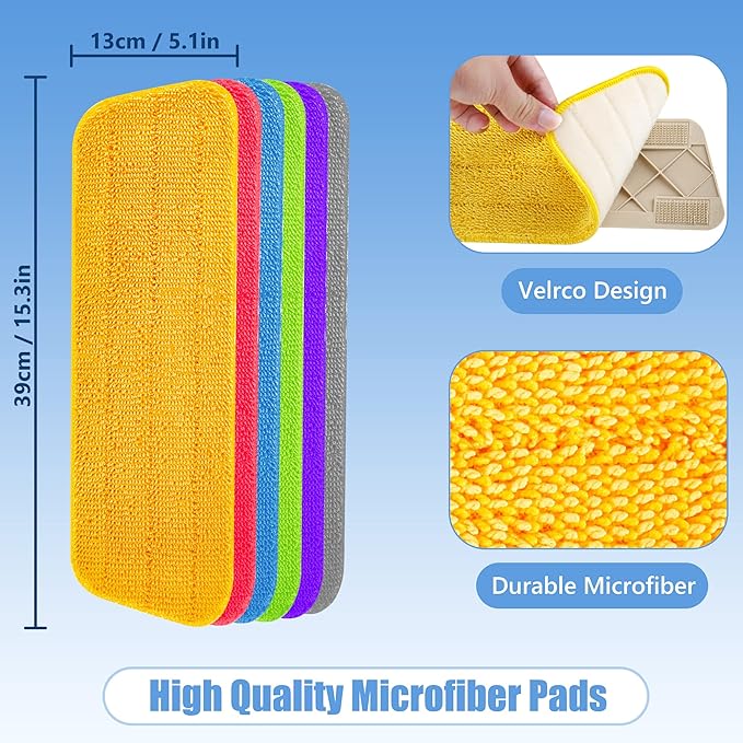 HOMTOYOU Reusable Mop Pads for Swiffer PowerMop: 6 Pack Microfiber Pad Refills