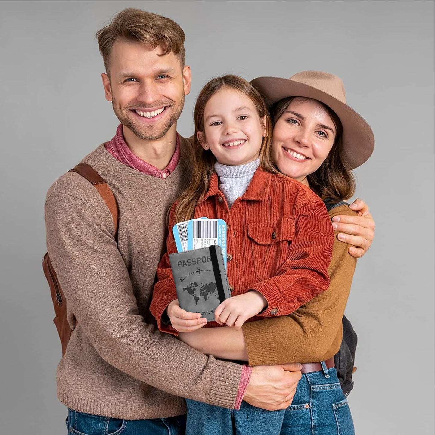 Storite Passport Holder Cover Travel Wallet Organiser with RFID Protection, Credit Card Case, PU Leather for Men & Women (Grey)