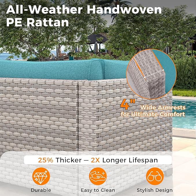 6-Seat Modern Outdoor Wicker Rattan Patio Furniture Set
