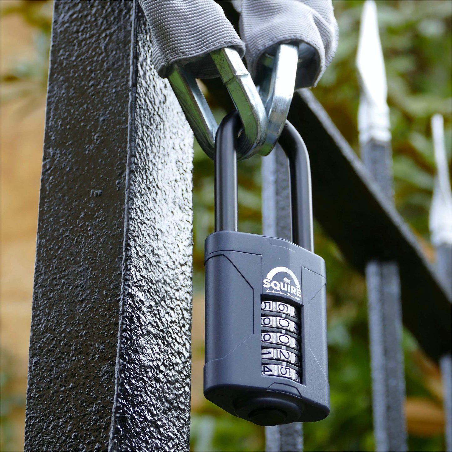 Squire Heavy Duty Padlock CP60/2.5 - Toughest Long Shackle 5 Wheel Combination Padlock, Alloy Steel, Corrosion Resistance, Weatherproof - Blue, 2.36 in