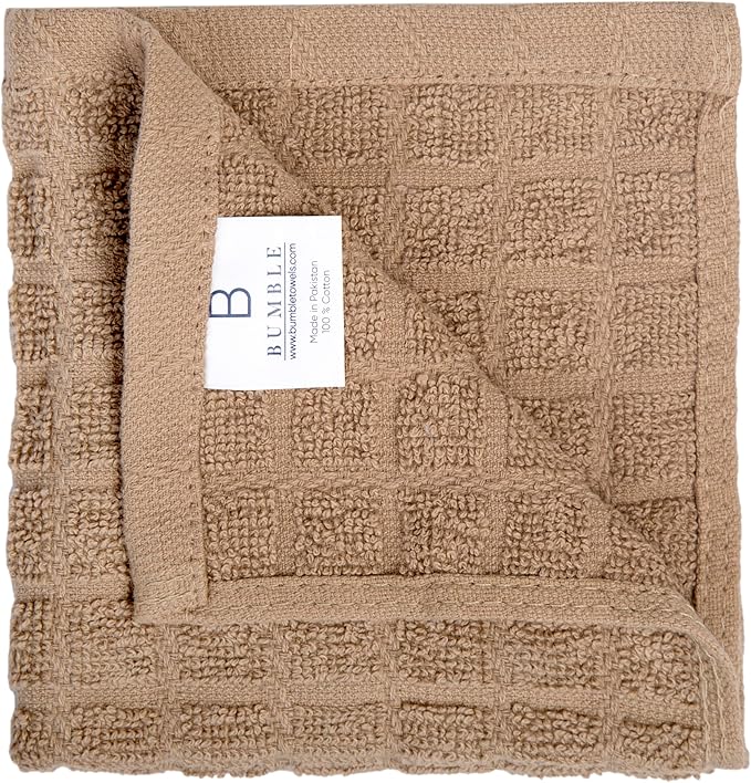 Bumble Premium Cotton Dish Cloths 12" x 12"| Tan Design | 405 GSM | Highly
