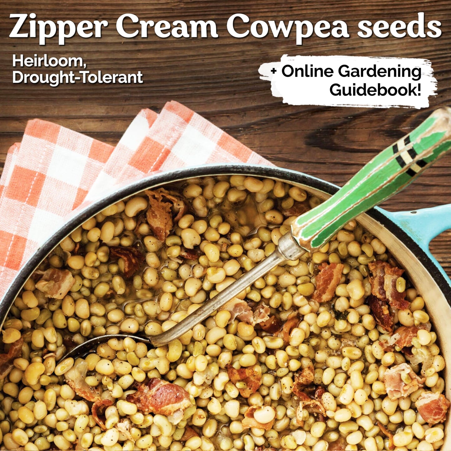 KVITER 100 Zipper Cream Cowpeas, Seeds for Planting (Vigna Unguiculata) – Heirloom Seed Non GMO Organic – Drought-Tolerant, Fast-Growing, Easy Shelling, Vegetable Seeds for Your Outdoor Garden