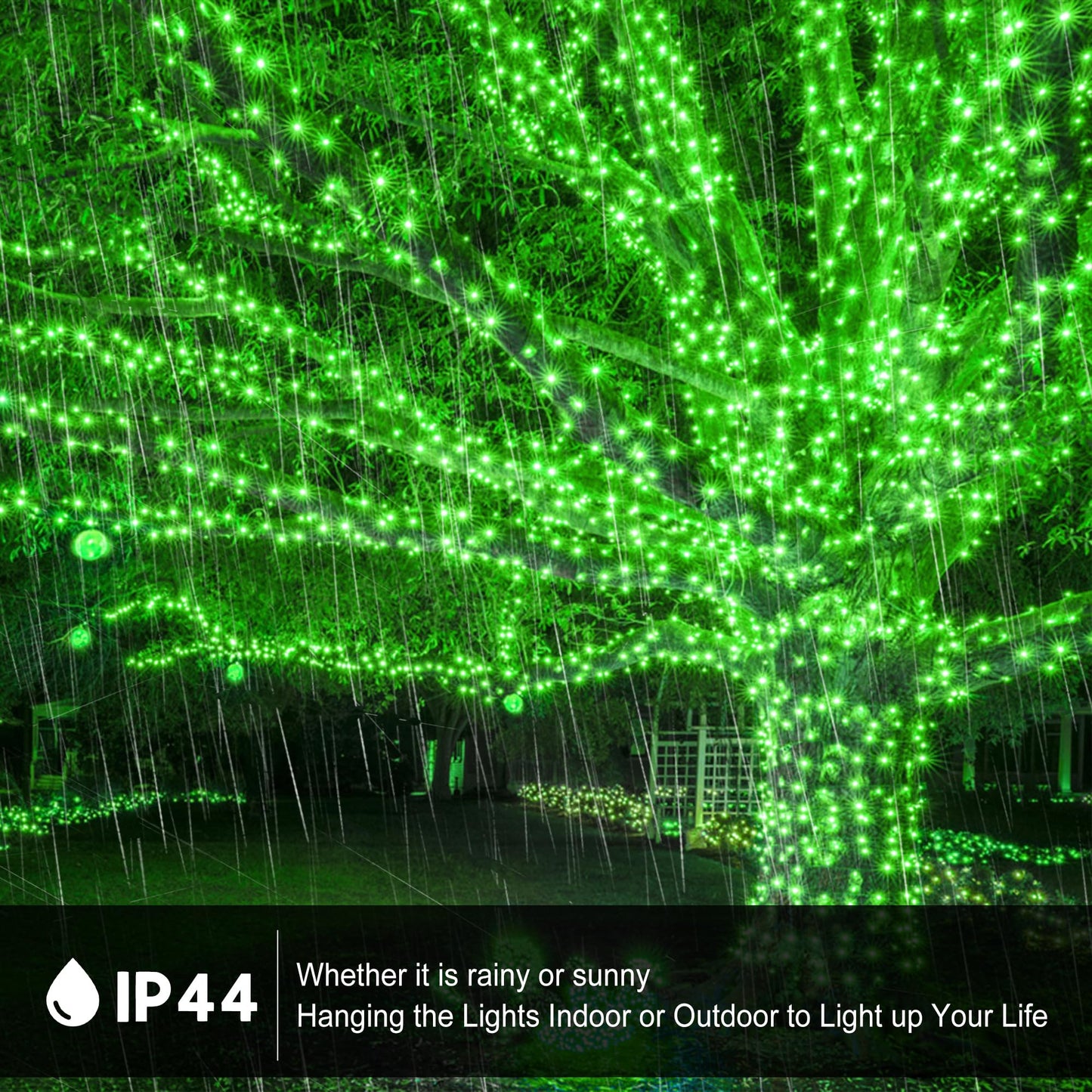 kemooie 500 LED Green St. Patrick's Day Lights, 164 FT Waterproof Fairy String Lights with 8 Modes & Memory Function, Plug in Outdoor String Light for Xmas Garden Balcony St. Patrick's Day Decor